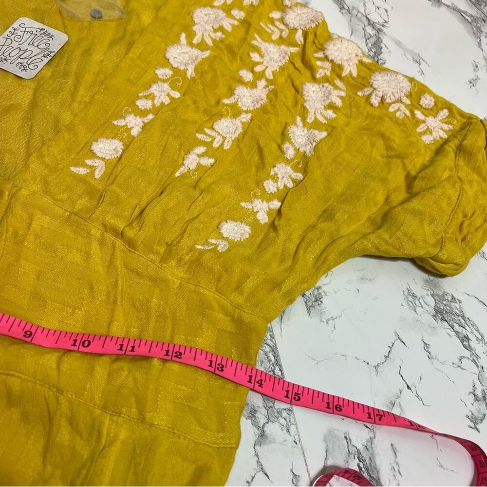 NWT Free People Love To Love You Dress yellow embroidered midi dress Sz S - Picture 9 of 11